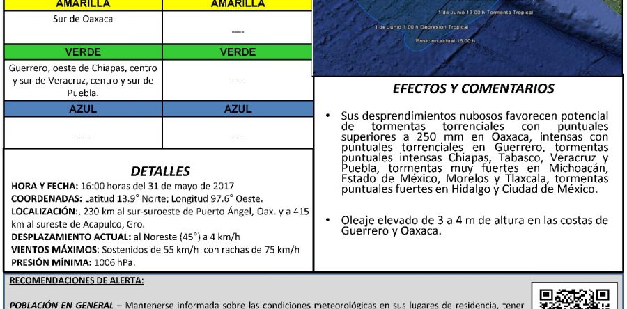 Emite CEPCO alerta amarilla por depresión tropical “2-E”