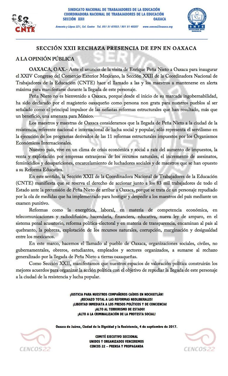 En alerta Sección 22, por presencia de EPN