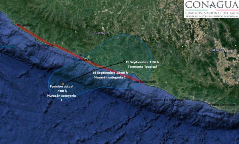 Max se intensificó a huracán categoría 1, frente a las costas de Guerrero