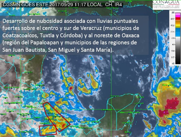 Alerta Conagua tormentas muy fuertes en Oaxaca en las próximas horas