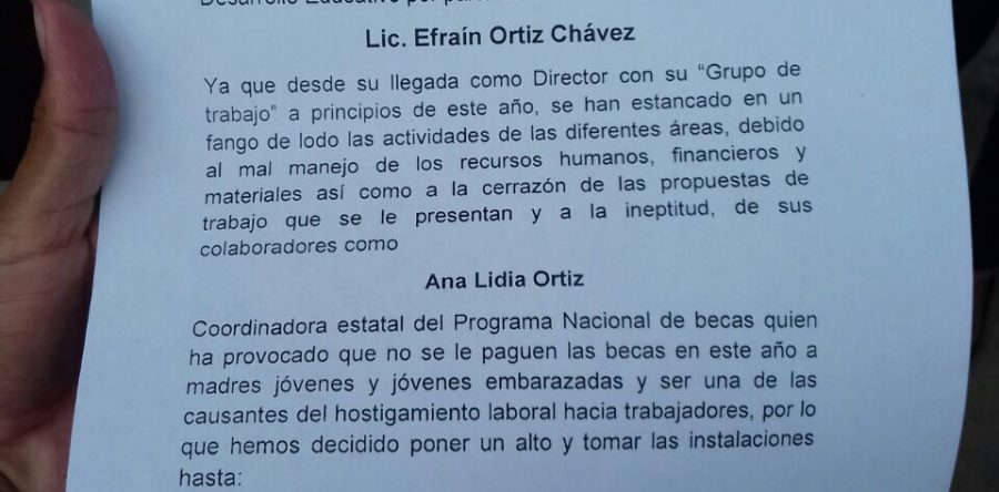 Acosan y hostigan a empleadas de Dirección de Desarrollo Educativo del IEEPO