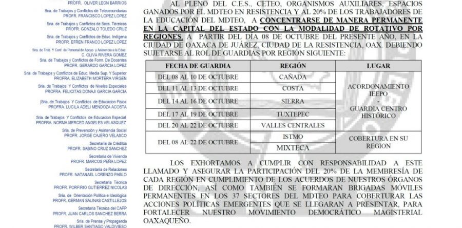 Marchará Sección 22 para exigir aplicación transparente del FONDEN