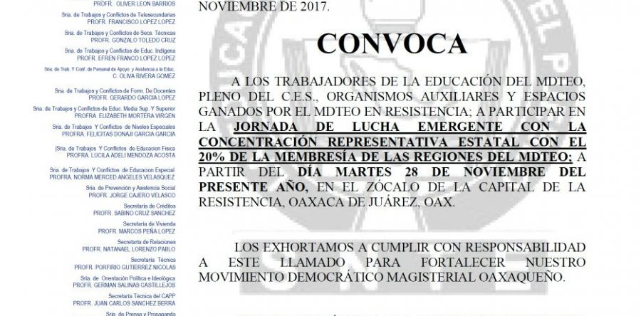 Boicotearán maestros comparecencia de titular del IEEPO; regresan al Zócalo