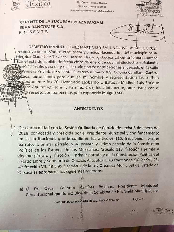 A LAS CIUDADANAS, CIUDADANOS Y TRABAJADORES DEL AYUNTAMIENTO DE TLAXIACO