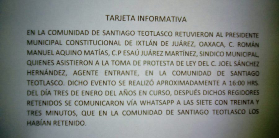 Surge nuevo conflicto en la Sierra Norte de Oaxaca; retienen a autoridades de Ixtlán de Juárez