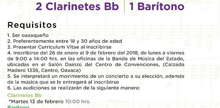 Invita Seculta a formar parte de la Banda de Música del Estado