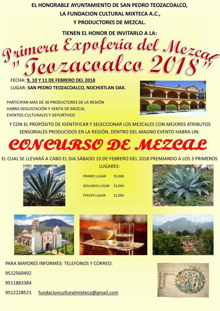 Anuncian Primera Expo Feria del Mezcal Teozacoalco 2018
