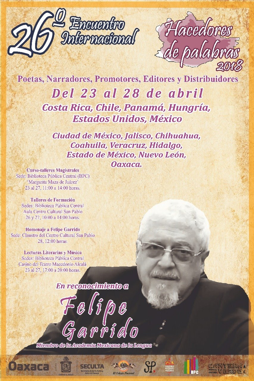 Invita Seculta al 26º Encuentro Internacional Hacedores de Palabras 2018
