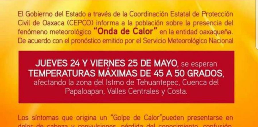 Alertan por ola de calor en Oaxaca, estás son las recomendaciones que emite el gobierno de Santa Lucía del Camino