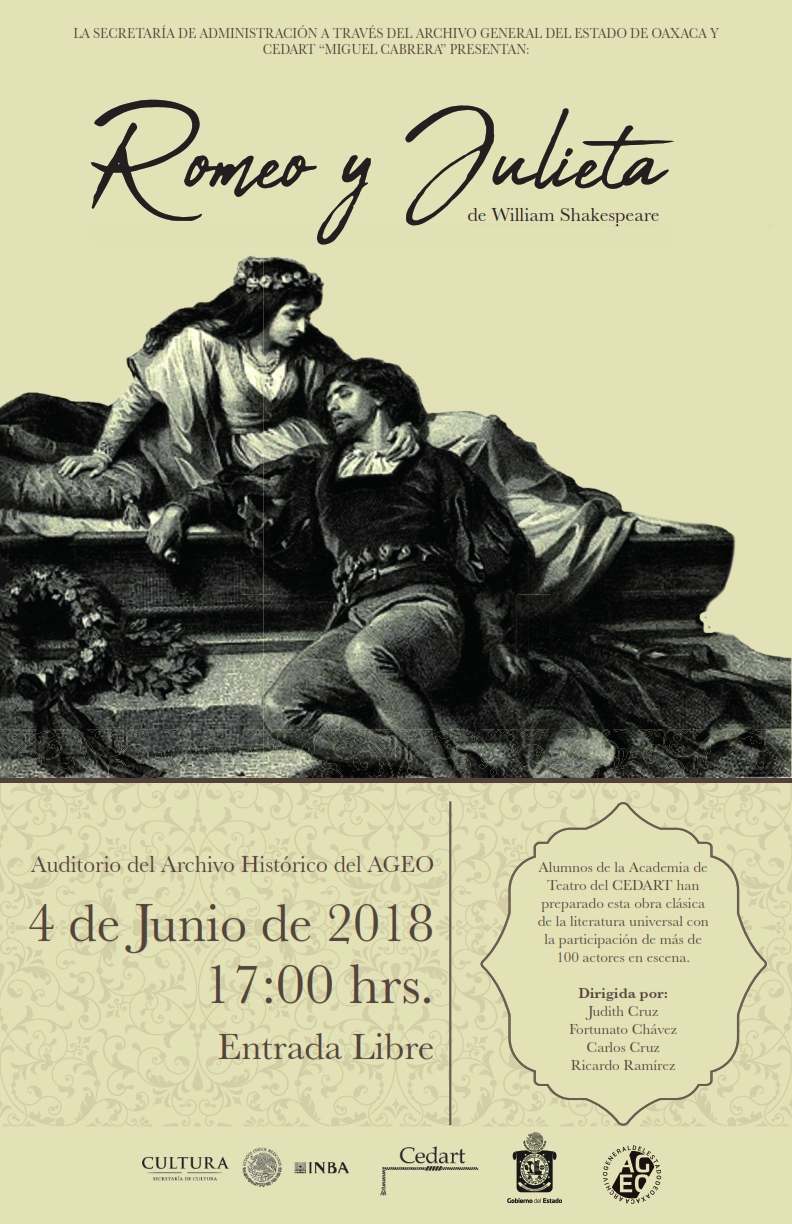 Presentarán obra “Romeo y Julieta” de William Shakespeare en el AGEO