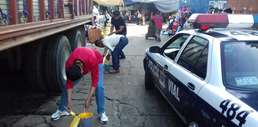 Realizan acciones de lineamiento y señalización en la Central de Abasto