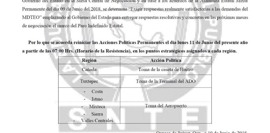 Continuará paro de labores del magisterio y movilizaciones