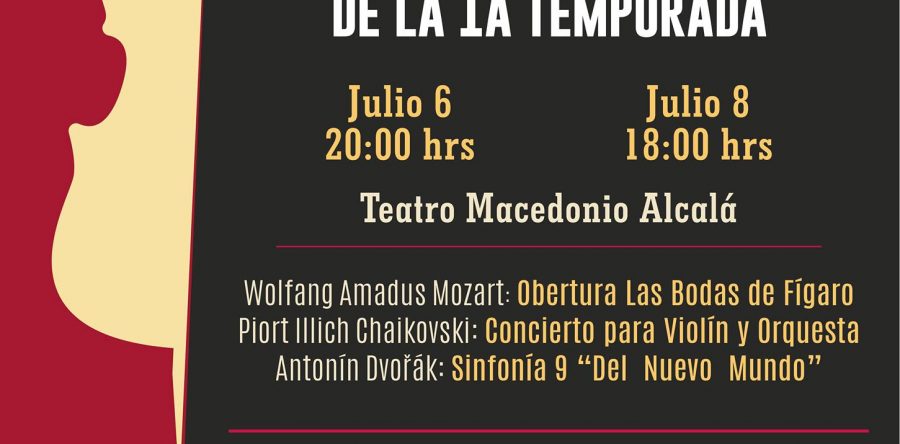 Seculta invita al cierre de la primera temporada 2018 de la Orquesta Sinfónica de Oaxaca