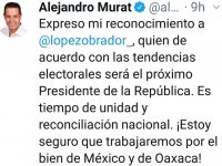 Felicita gobernador Alejandro Murat a  AMLO