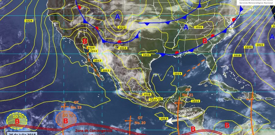 Onda de calor sobre gran parte de México y lluvias de diferentes intensidades en la mayor parte del país, excepto la península de baja california