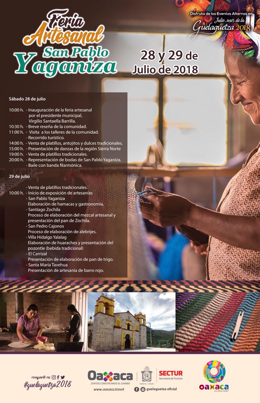 Anuncian la Feria Artesanal “San Pablo Yaganiza”