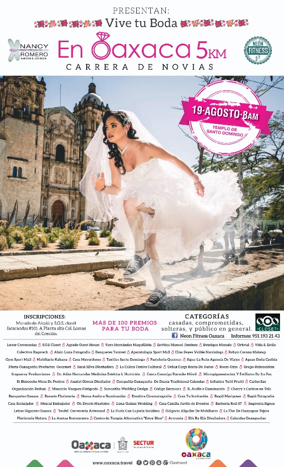 Invita Sectur Oaxaca a la Carrera de Novias “Vive tu Boda en Oaxaca”