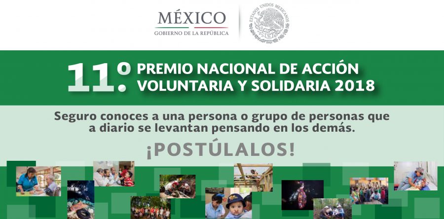 Convoca SSO al XI Premio Nacional de Acción Voluntaria y Solidaria 2018