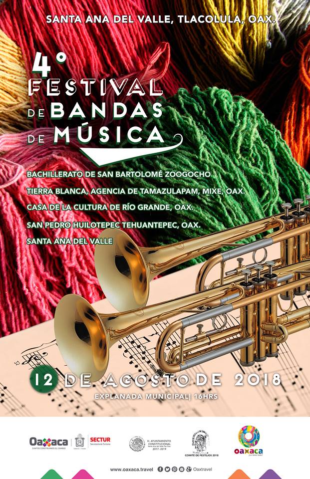 Sectur Oaxaca invita al 4º Festival de Bandas de Música de Santa Ana del Valle
