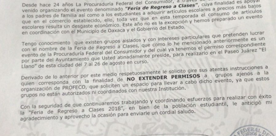 Violenta Profeco autonomía de municipio, le exige no dar permisos para vendedores