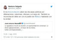 En la reconciliación, caben las disculpas: Nestora Salgado a Meade