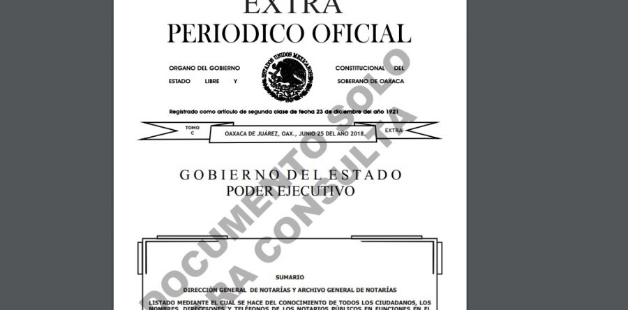 Publican Jurisdicción de Notarios en Oaxaca