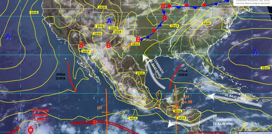 Tormentas puntuales fuertes con tormentas eléctricas en Chihuahua, Durango, Jalisco, Michoacán, Oaxaca, Chiapas, Veracruz y Estado de México.