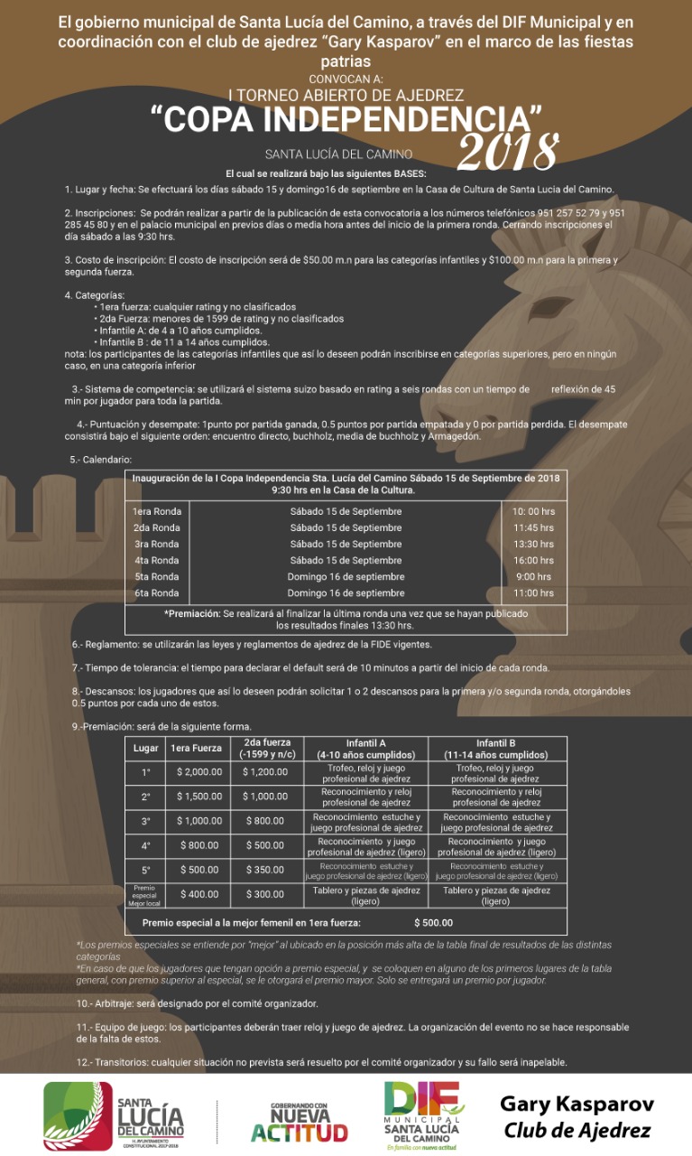 Gran justa ajedrecista se vivirá en Santa Lucía este fin de semana
