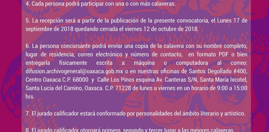 Listo el AGEO para Segundo Concurso de Calaveras Literarias