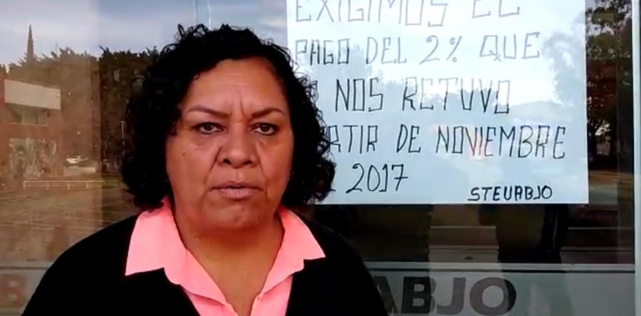Protesta el STEUABJO para exigir lo que les adeudan