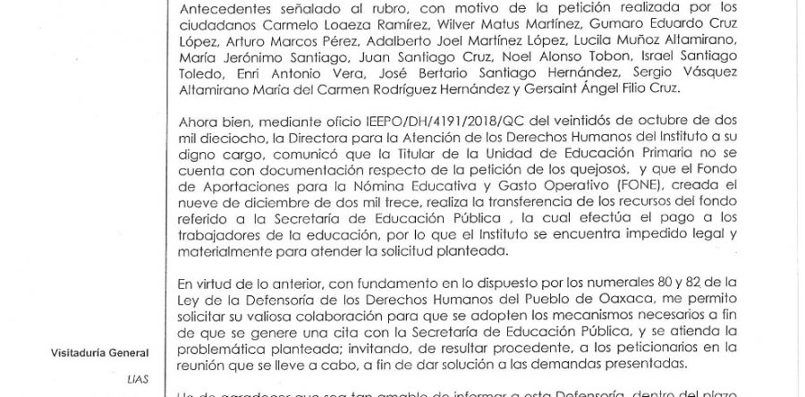 Entrega IEEPO petición a SEP para que atienda a docentes del nivel Primaria