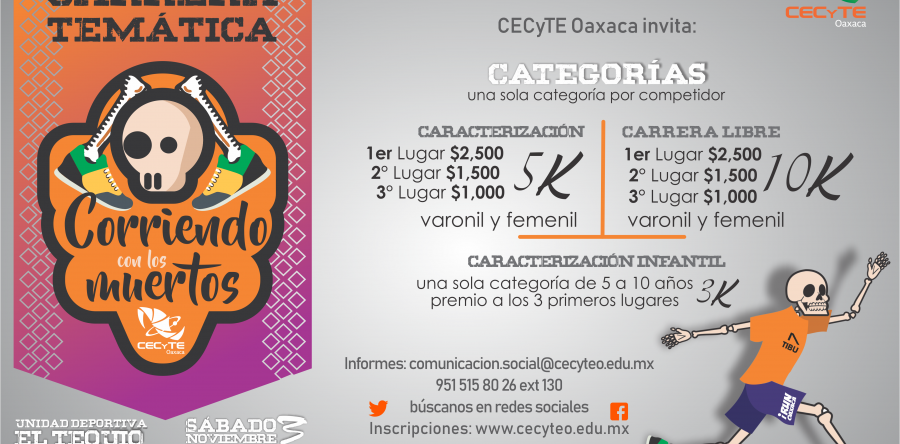Se invita a participar en la carrera temática “Corriendo con los muertos Cecyteo”