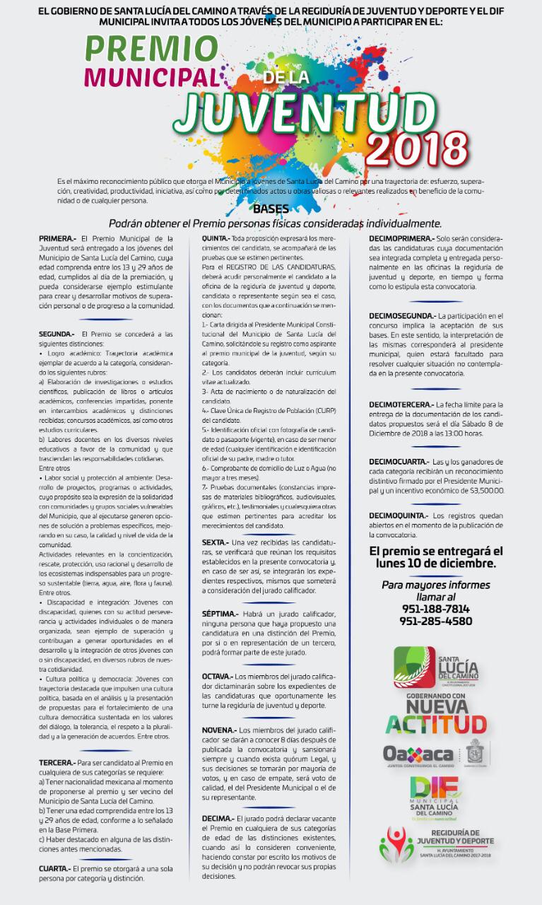 Invita Gobierno de Santa Lucía a participar en el Premio Municipal de la Juventud