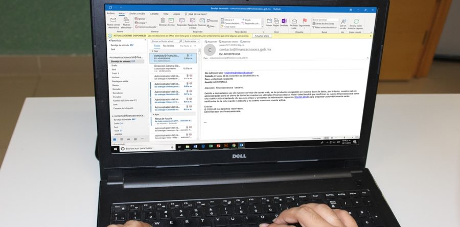 Alertan por correo apócrifo enviado a cuentas de Gobierno del Estado