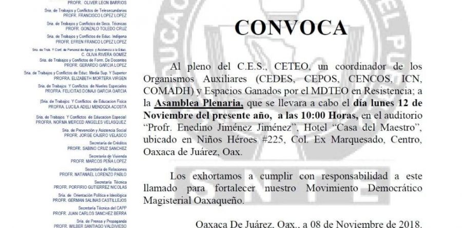 Marchará Sección 22 en la toma de posesión de nuevos diputados