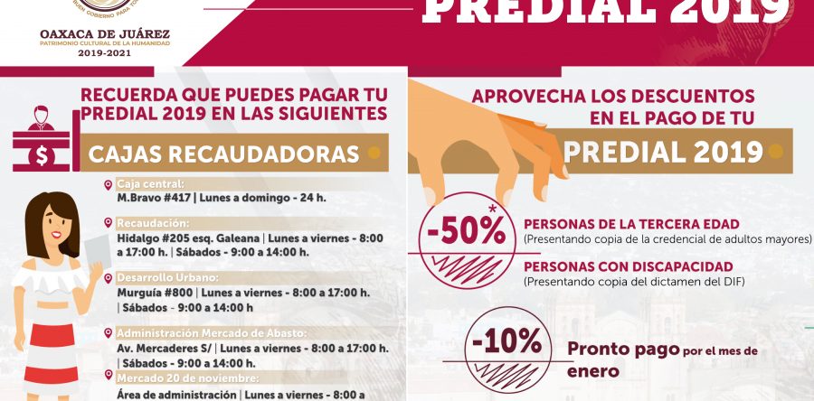 Invita Municipio de Oaxaca de Juárez a aprovechar descuentos en Pago Predial