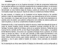 No descartan delito de violencia política ante renuncia de alcaldesas y suplentes