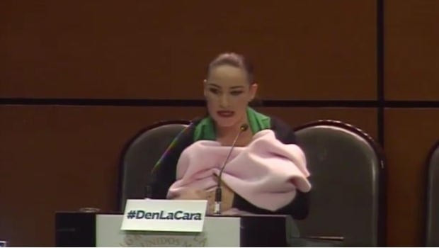 Senadora acusa a Muñoz Ledo de burlarse porque subió al estrado con su bebé