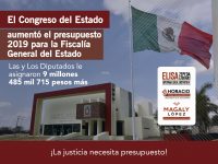 Aumentó Congreso presupuesto a la Fiscalía General