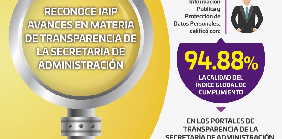 Obtiene evaluación del 94.88% Secretaría de Administración en transparencia