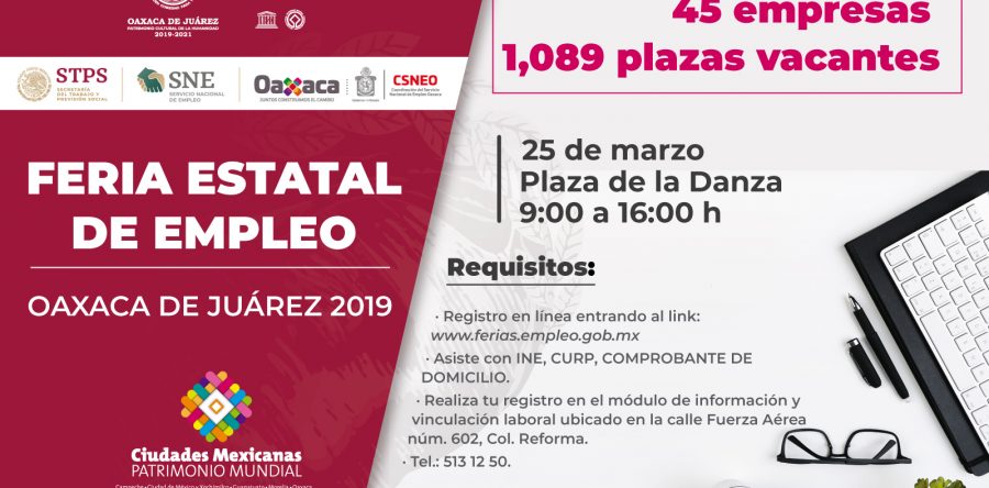 Plaza de la Danza, sede de la Feria Estatal de Empleo Oaxaca de Juárez 2019