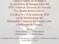 Listo Certamen de Oratoria Benito “Juárez García” convocado por Congreso local