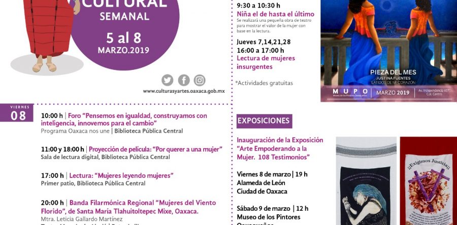 Realiza Seculta semana de actividades culturales por el Día Internacional de la Mujer