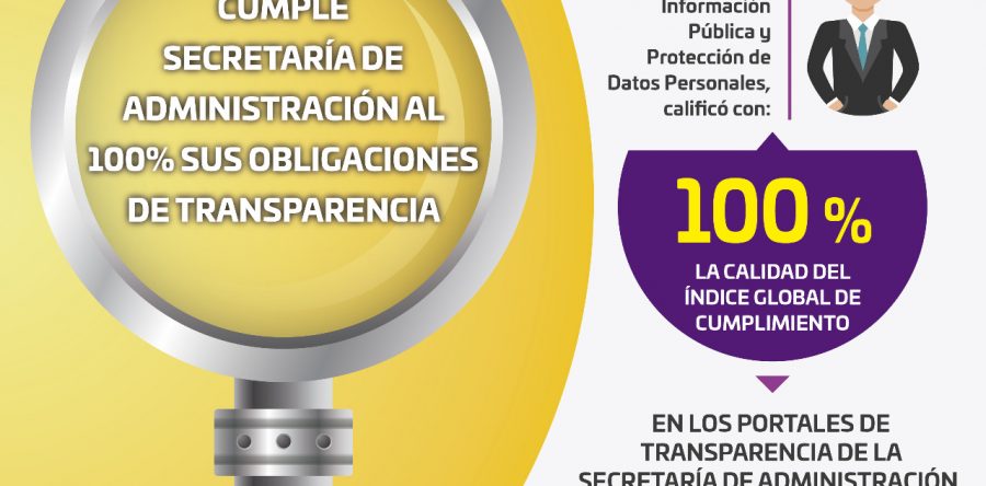 Cumple Secretaría de Administración al 100% sus obligaciones de transparencia