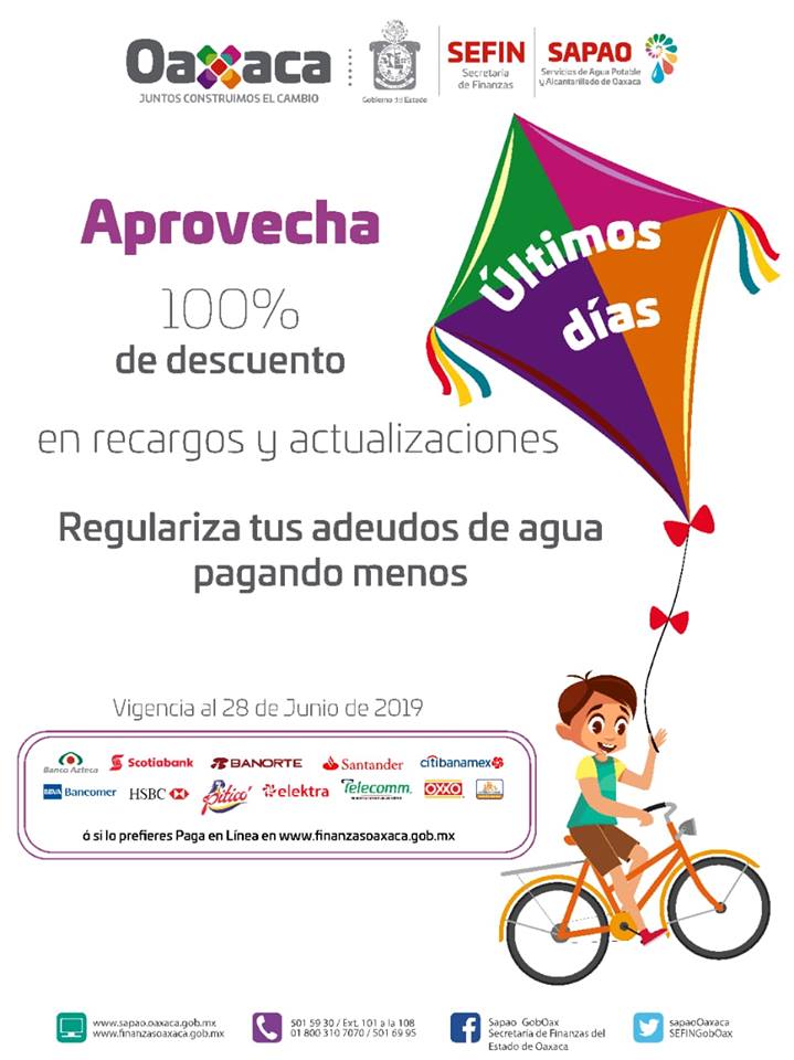 Últimas semanas para aprovechar descuentos en pago de agua potable: Sefin