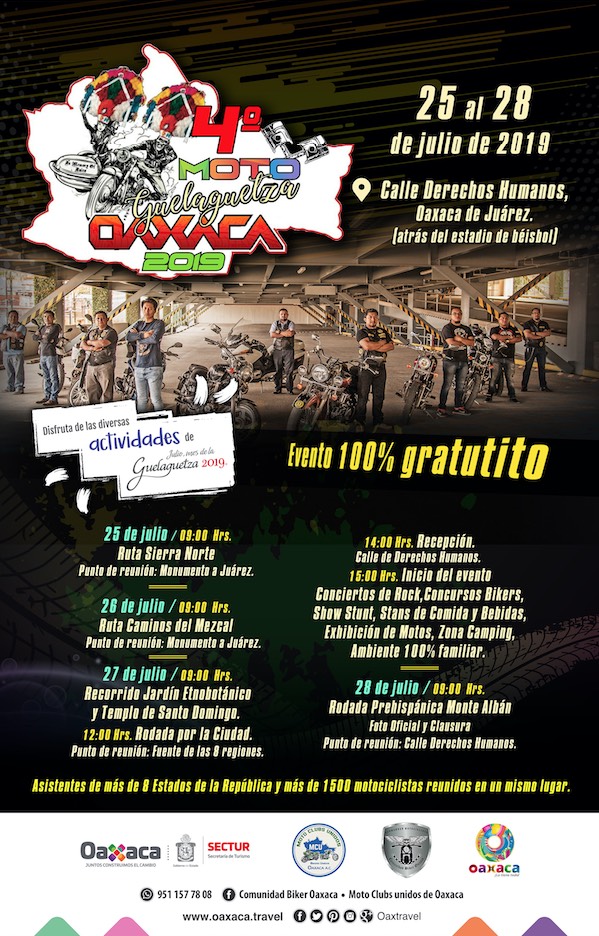 Por iniciar en la Ciudad de Oaxaca el 4º Moto Guelaguetza 2019