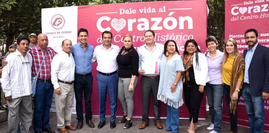 Da inicio Oswaldo García a siembra de 48 mil plantas en el zócalo de Oaxaca