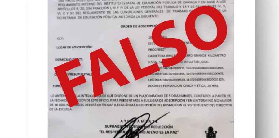 Alerta IEEPO sobre órdenes de adscripción falsas