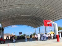 Presidente municipal y cabildo inauguran obra de electrificación en campo de aviación, y techado de usos múltiples en Loma de Tigre Cuquila