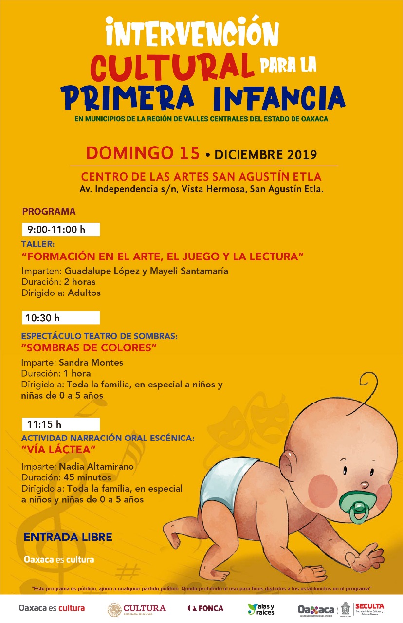 Invita Seculta a la Intervención Cultural para la Primera Infancia